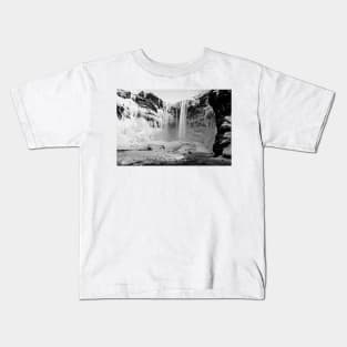 Frozen Waterfall, Iceland B&W Kids T-Shirt